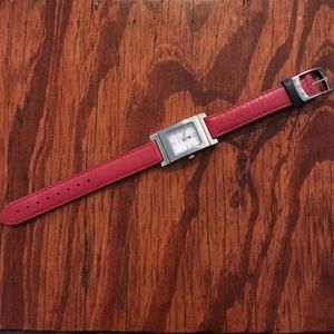 Tommy Hilfiger Sliver-Tone Black & Red Watch